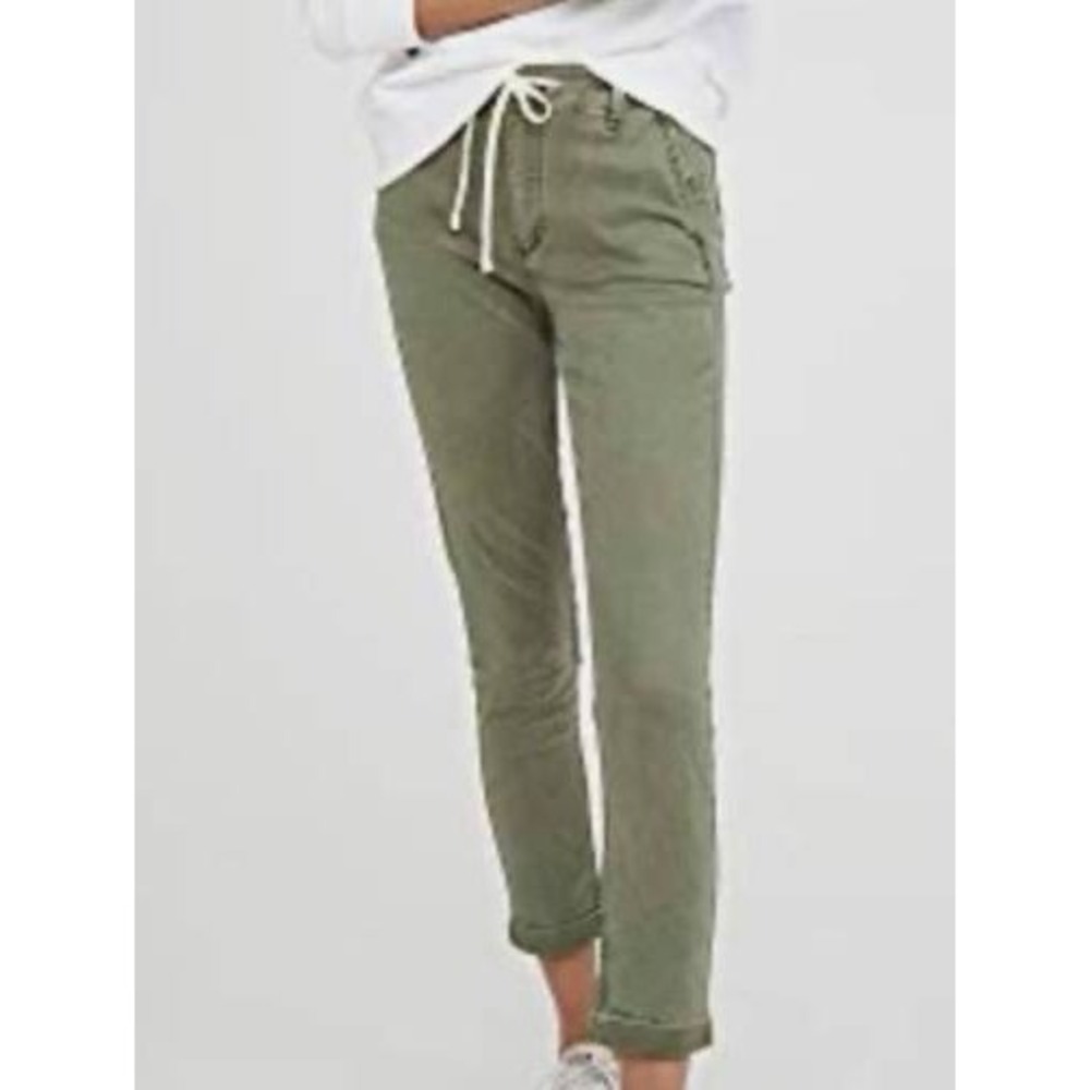 Paige Christy Joggers Olive Green Slim Cargo Pants Drawstring Waist Womens Sz 27